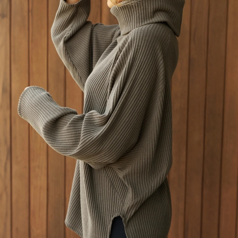 Joah Brown Black Ribbed Knit Tunic - Picture 6 of 9